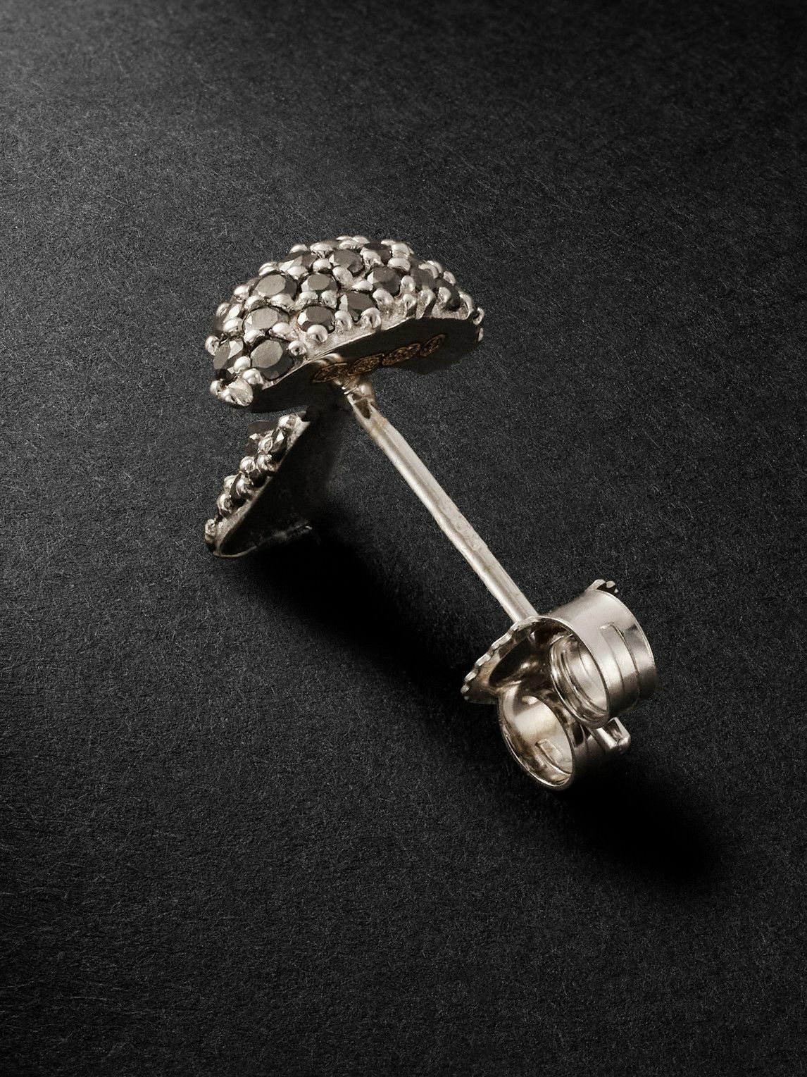 PATTARAPHAN - Tiny Pavé Shroom 14-Karat White Gold Diamond Single Earring