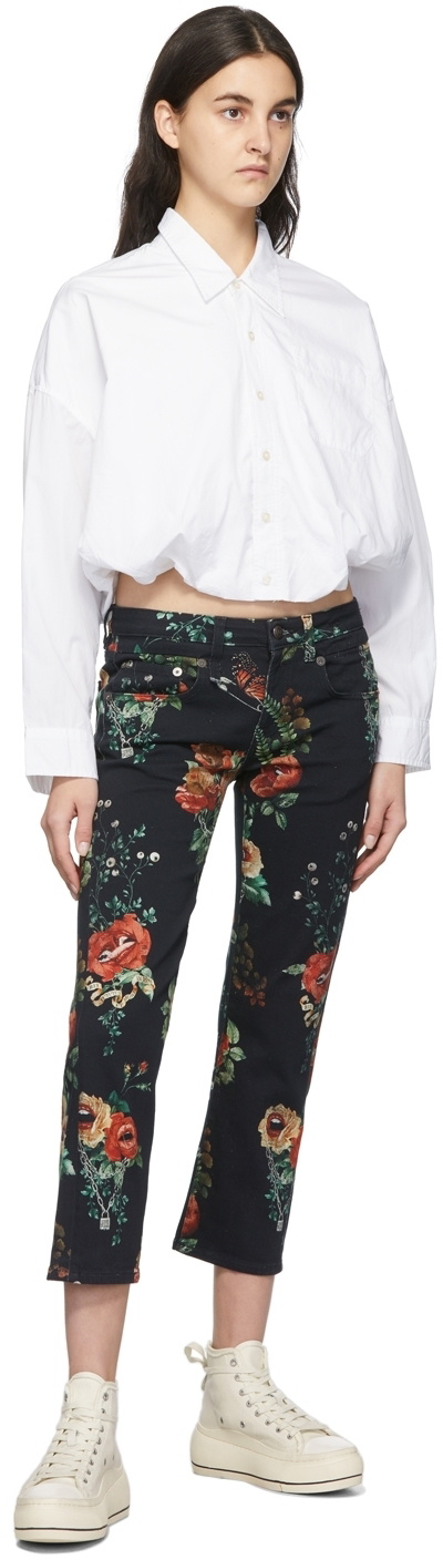 R13 Black Floral Boy Jeans R13