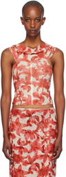 Miaou Beige & Red Magda Corset Top