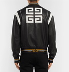 Givenchy - Logo-Jacquard Appliquéd Leather Bomber Jacket - Men - Black