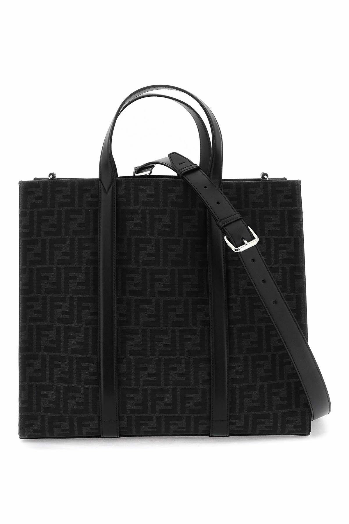 FENDI recycled ff jacquard fabric tote bag Black