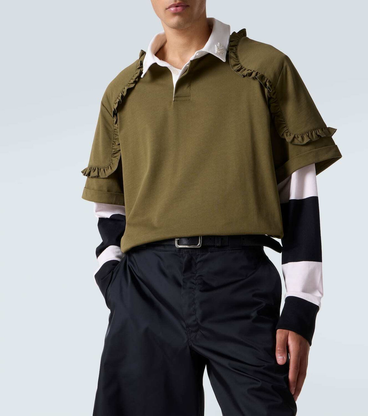 Simone Rocha Layered ruffled cotton jersey polo shirt