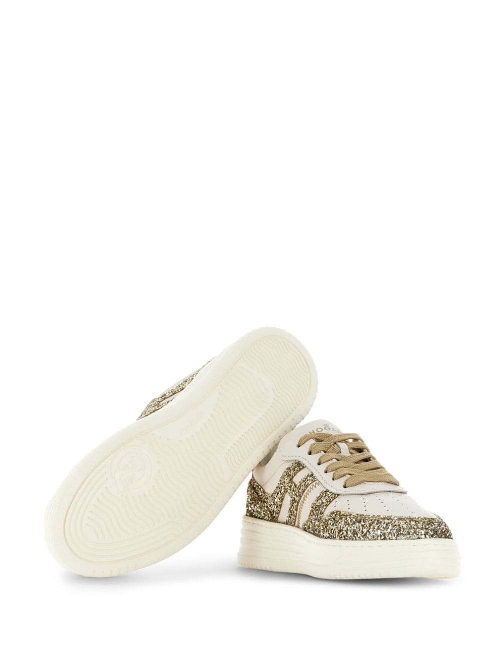 HOGAN - H630 Leather And Glitter Sneakers Hogan