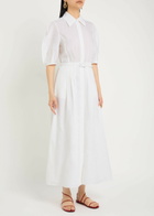 Gabriela Hearst Maude Darted Linen Midi Shirt Dress White