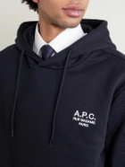 A.P.C. - Standard Rue Madame Logo-Embroidered Organic Cotton-Jersey Hoodie - Black