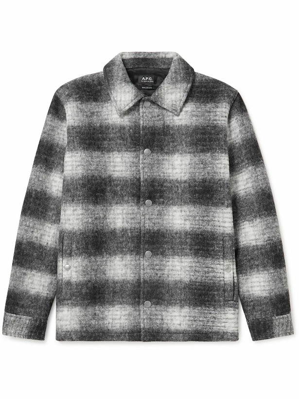 Photo: A.P.C. - Checked Boiled Wool-Blend Jacket - Black