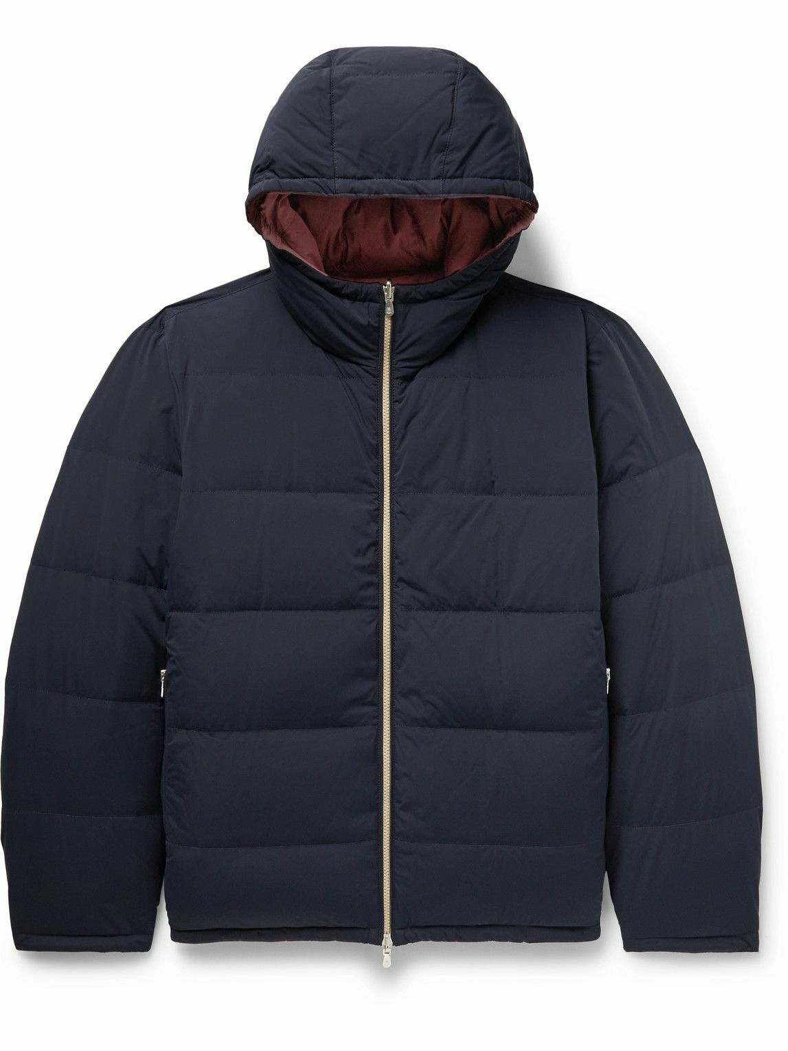 Photo: Brunello Cucinelli - Reversible Quilted Shell Hooded Down Jacket - Blue
