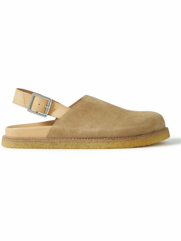 Photo: VINNY's - Leather-Trimmed Suede Mules - Neutrals