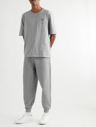 AMI PARIS - Logo-Embroidered Organic Cotton-Jersey Sweatpants - Gray