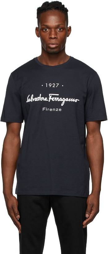 Photo: Salvatore Ferragamo Navy 1927 Logo T-Shirt