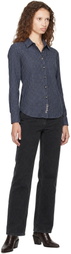 Dunst Navy Essential Slim Checked Shirt