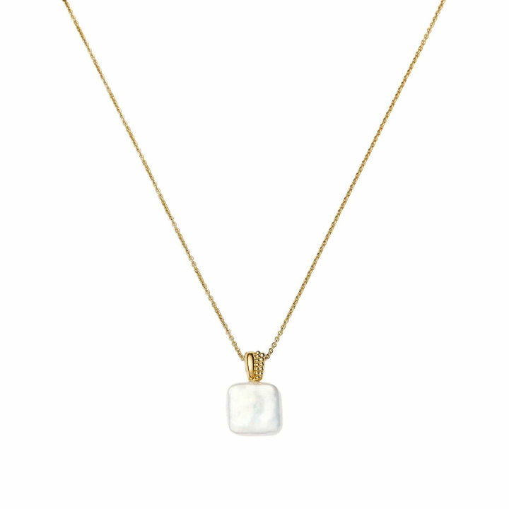 Photo: Missoma Women's Square Pearl Baya Pendant Necklace in Gold