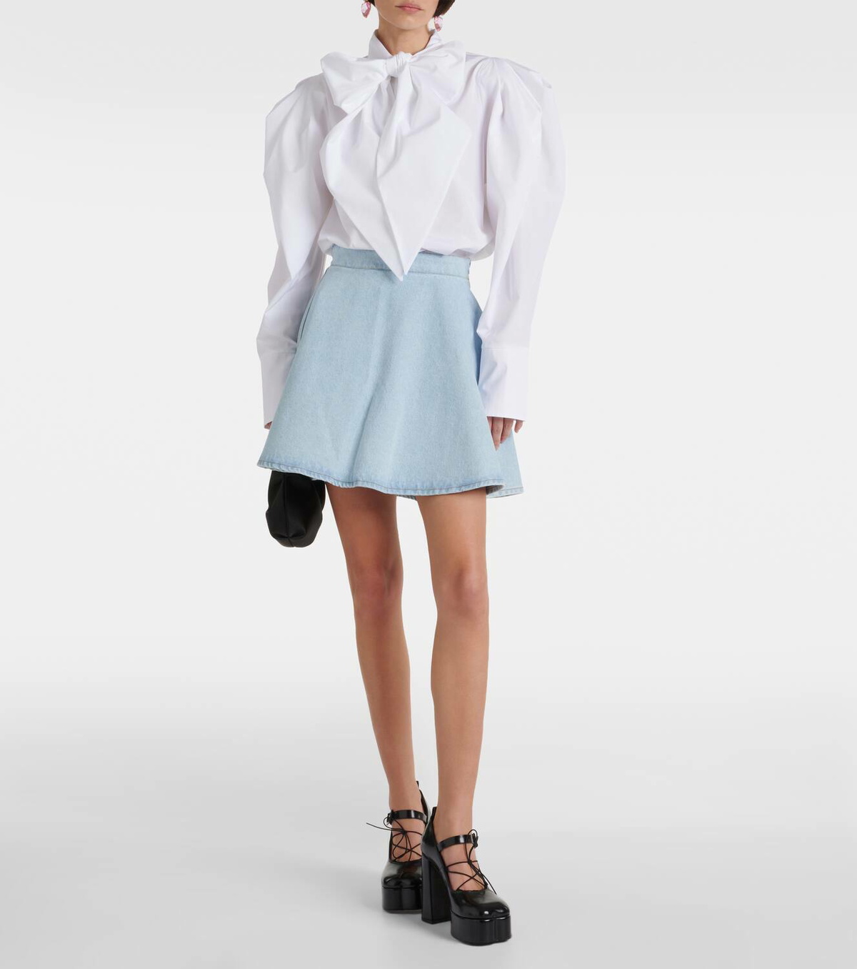 Nina Ricci Tie-neck cotton poplin blouse