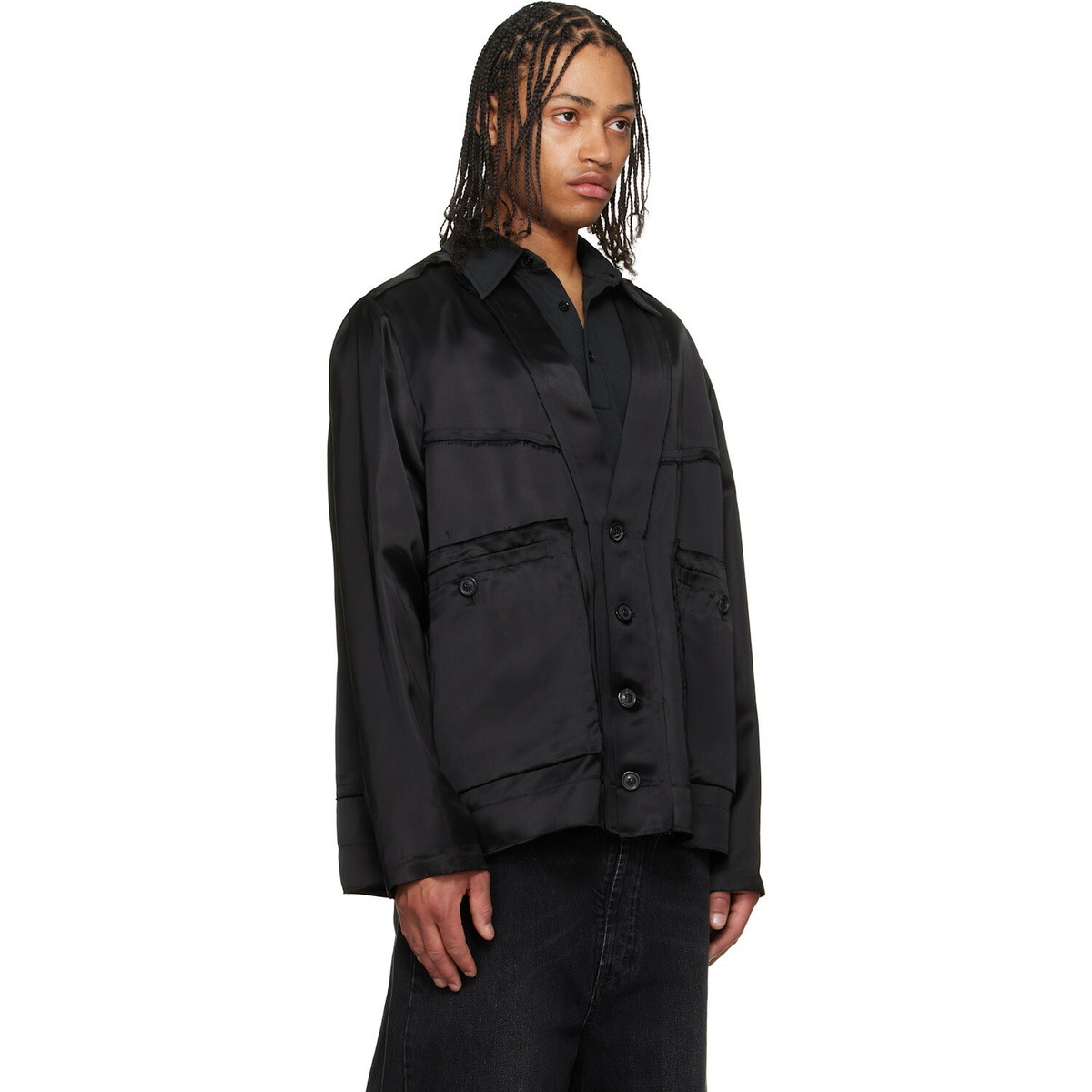 Maison Margiela Black Patchwork Satin Jacket