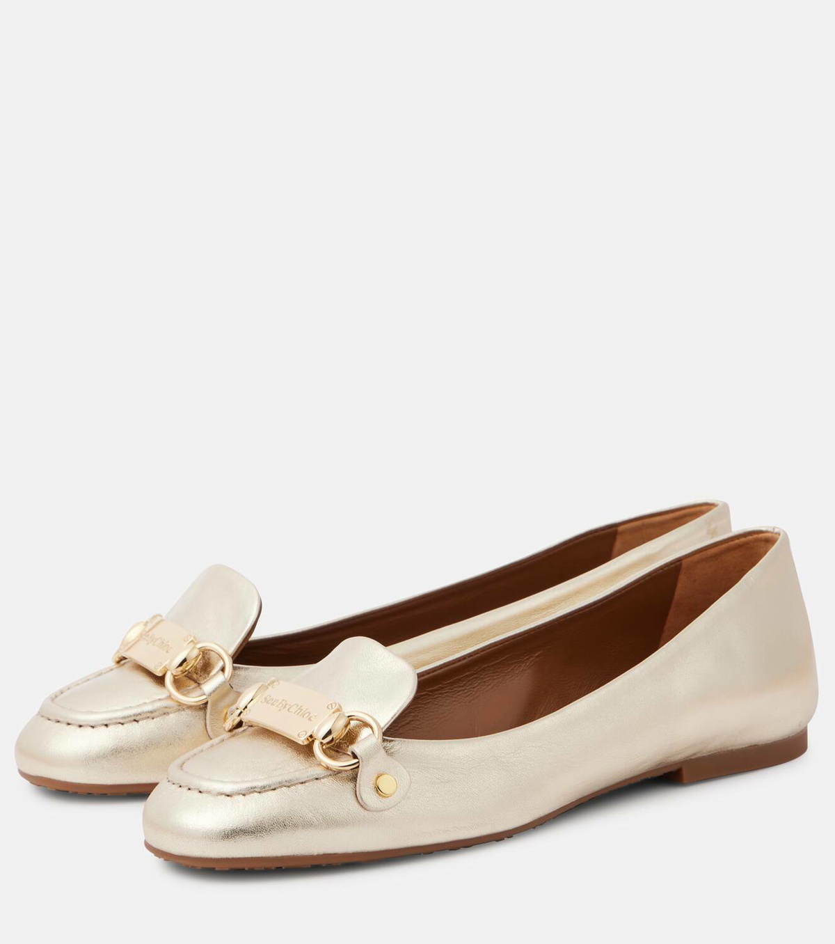 See By Chloé Signature metallic leather ballet flats