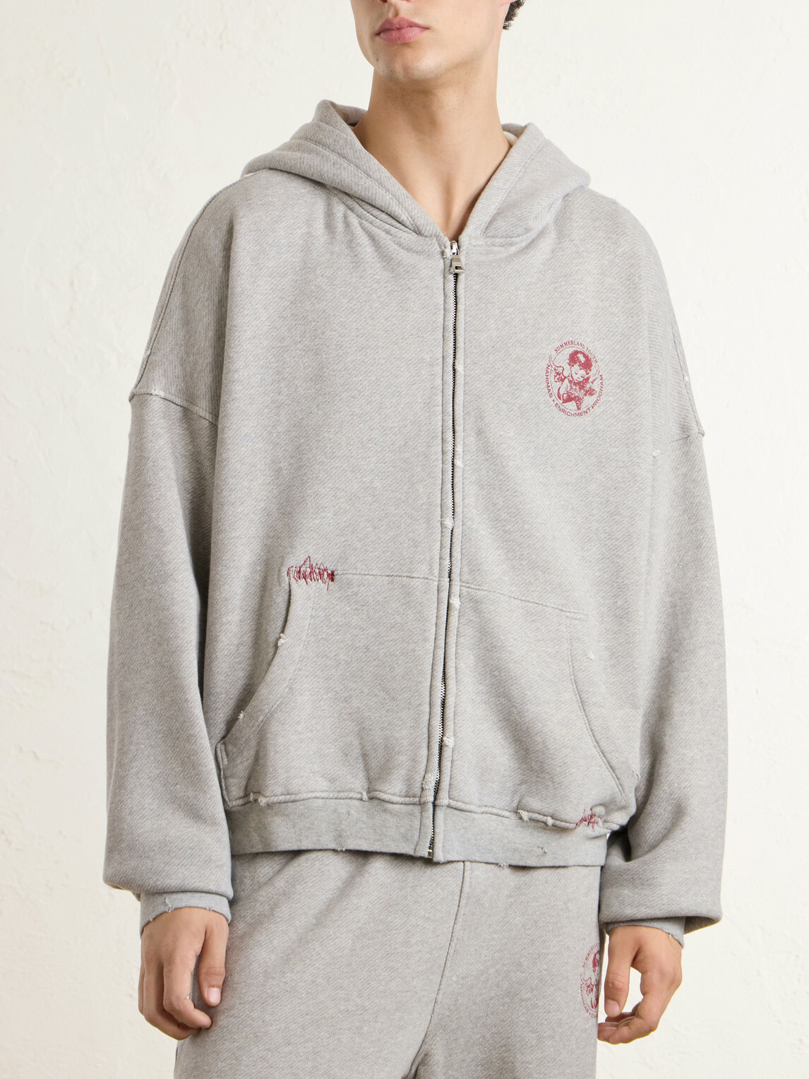 NAHMIAS - Youth Enrichment Logo-Print Cotton-Jersey Zip-Up Hoodie - Gray