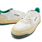 Autry Men's Cracked Super Vintage Low Sneakers in White/Green