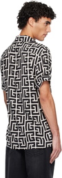 Balmain Black & White Pyjama Monogrammed Print Shirt