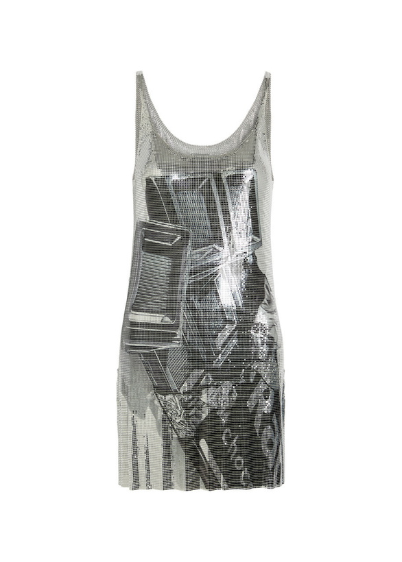 Photo: Rabanne Printed Chainmail Mini Dress White And Blue