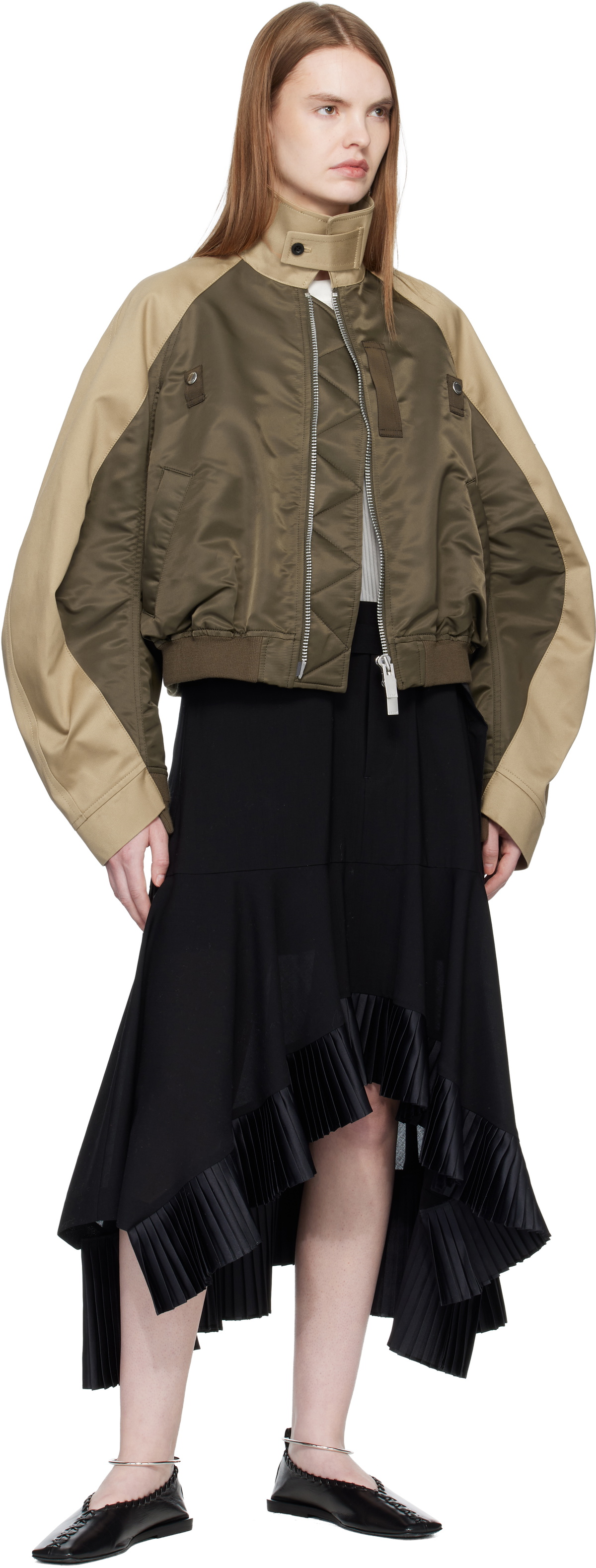 sacai Khaki & Beige Chino Twill Bomber Jacket