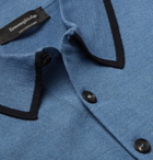 Ermenegildo Zegna - Contrast-Tipped Wool and Silk-Blend Polo Shirt - Men - Blue