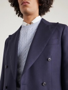 Dunhill - Cable-Knit Cashmere and Linen-Blend Sweater - Blue