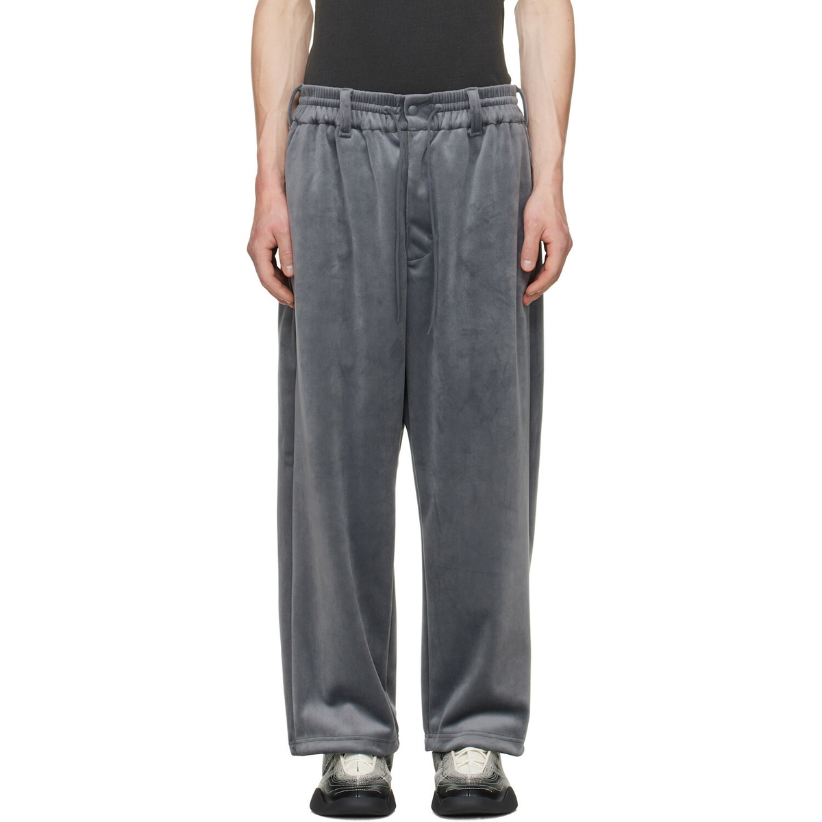 Y-3 Gray Velvet Corduroy Track Pants