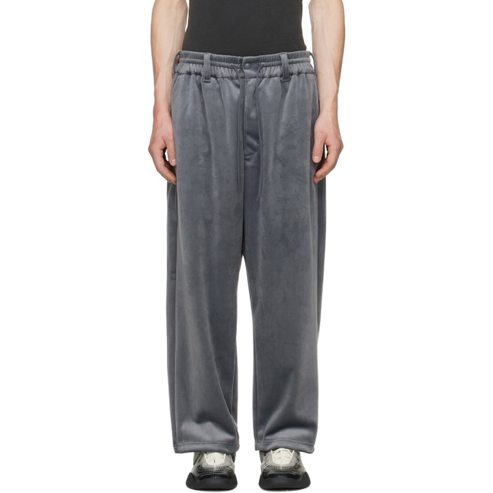 Photo: Y-3 Gray Velvet Corduroy Track Pants
