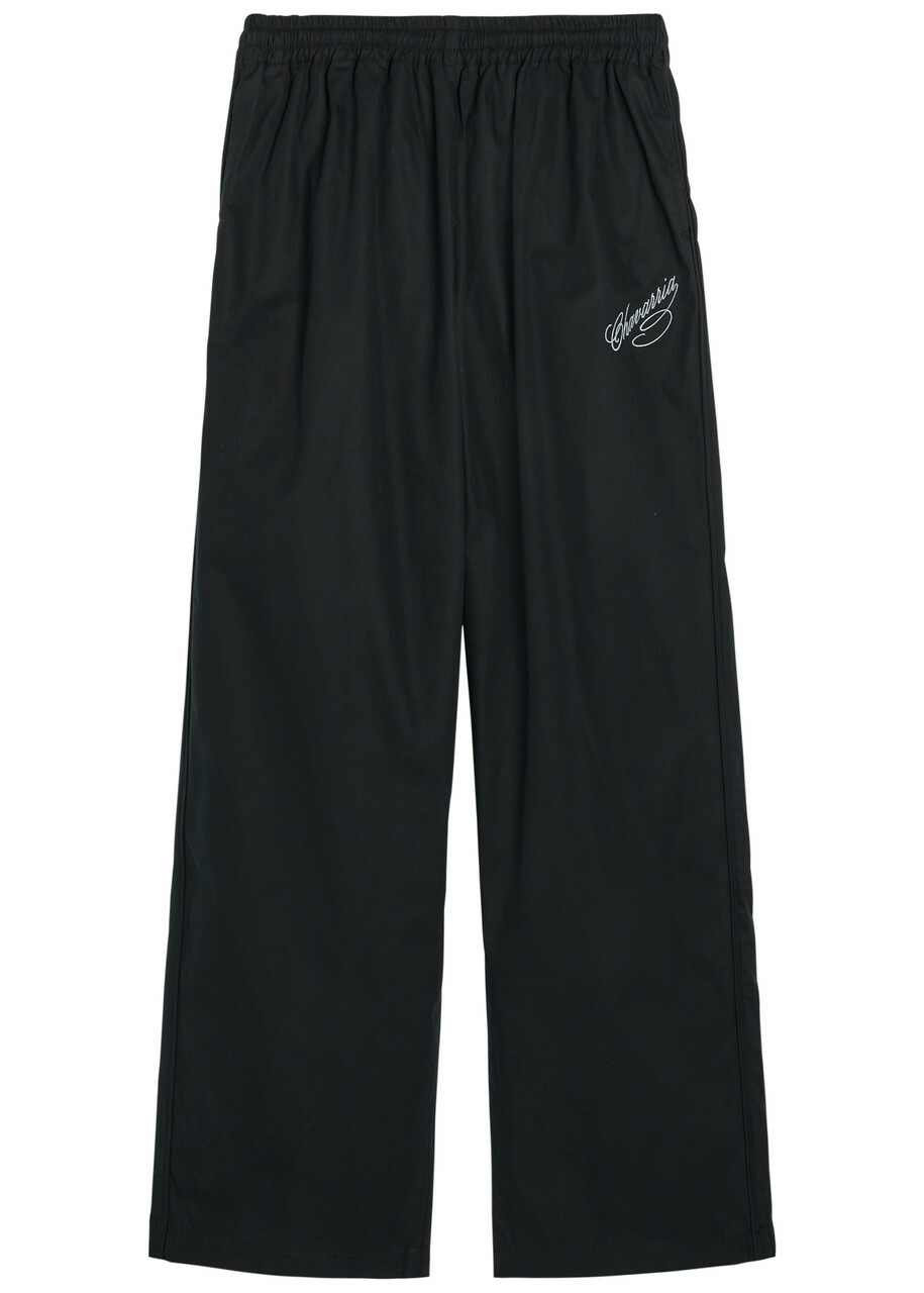 Willy Chavarria Ruff Rider Logo-embroidered Cotton Trousers Black