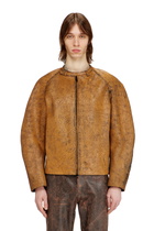 Diesel Cocoon-sleeve biker jacket in cracked leather - Leather jackets Mens in Brown