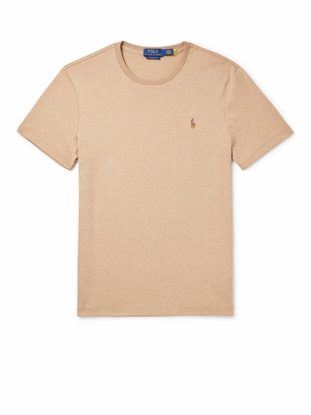 Photo: Polo Ralph Lauren - Slim-Fit Logo-Embroidered Cotton-Jersey T-Shirt - Neutrals