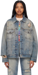 Acne Studios Blue Distressed Denim Jacket