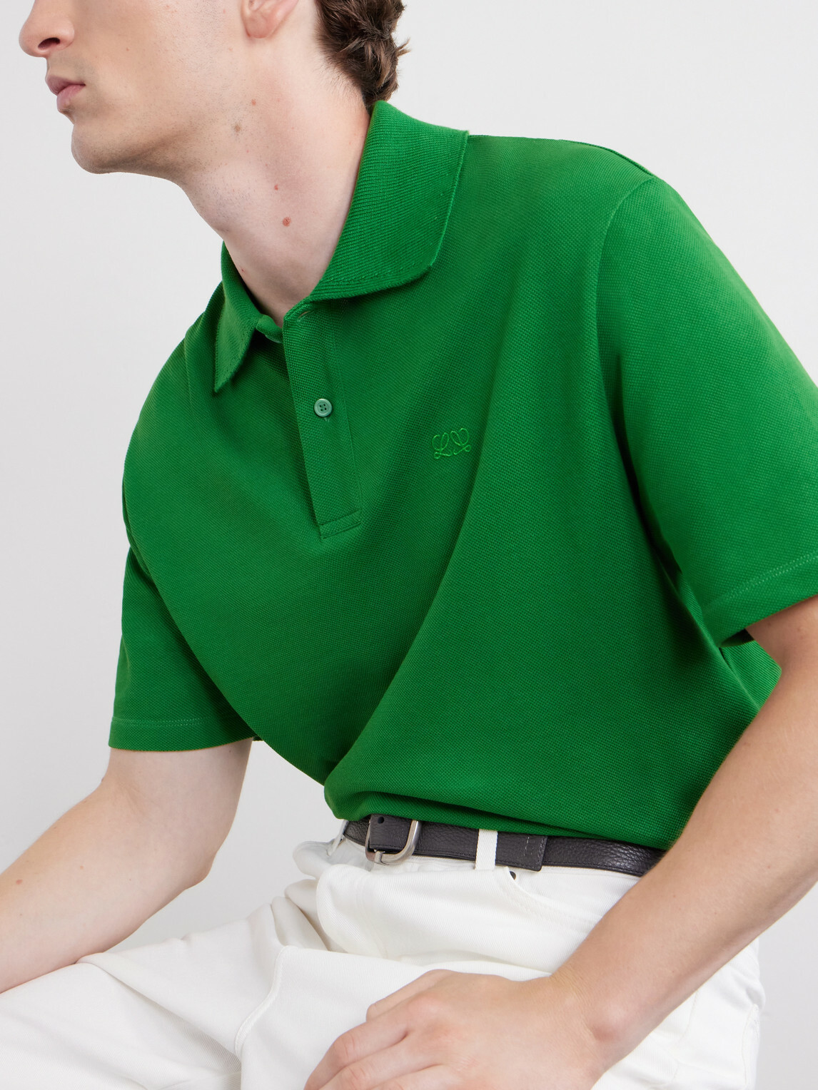 LOEWE - Anagram-Embroidered Cotton-Piqué Polo Shirt - Green