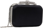 MACH & MACH Black Double Bow Satin Clutch