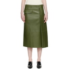 Marni Green Pocket Bonded Nappa Leather Midi Skirt
