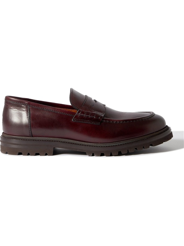 Photo: BRUNELLO CUCINELLI - Leather Penny Loafers - Brown
