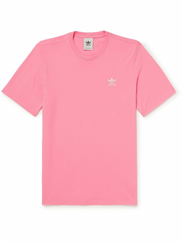 Photo: adidas Originals - Adicolor Essentials Logo-Embroidered Cotton-Jersey T-Shirt - Pink
