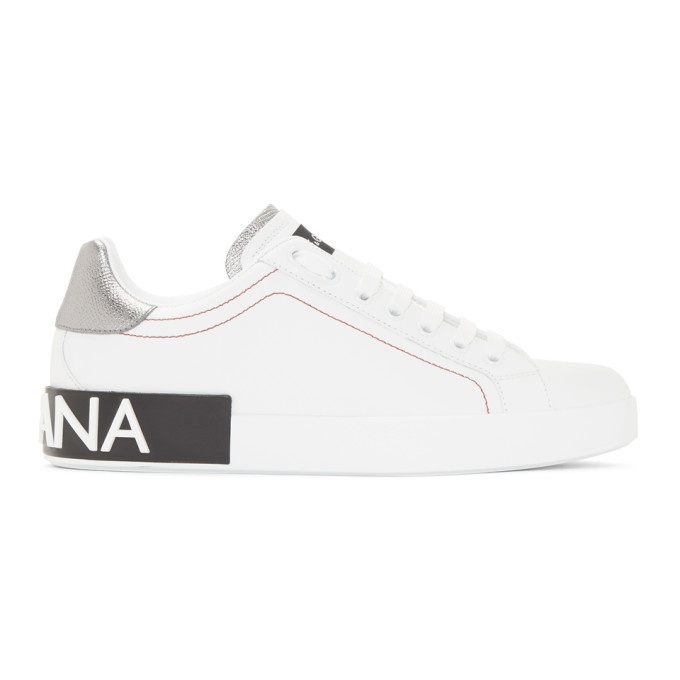 Photo: Dolce and Gabbana White Logo Sneakers
