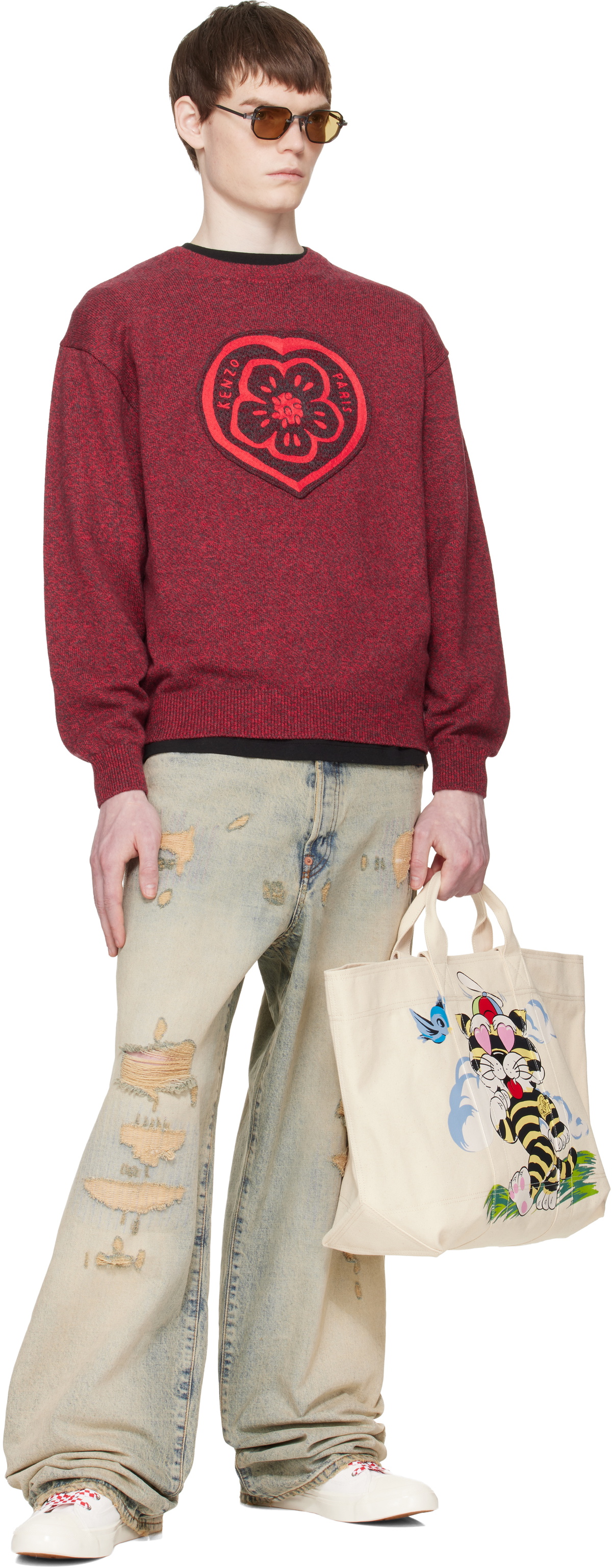 Kenzo Off-White Kenzo Paris 'KENZO Cartoon' Large Tote