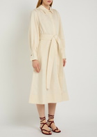 Joseph Ziane Belted Cotton -blend Midi Shirt Dress Off White