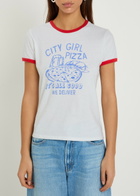 Mother The Lil Goodie Ringer Printed Cotton T-shirt White