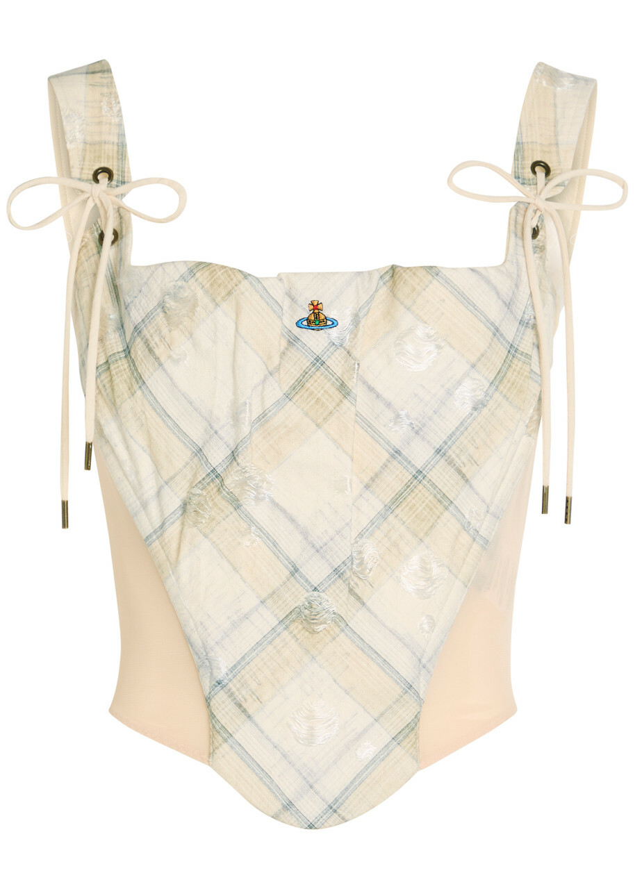 Vivienne Westwood Puppy Plaid Cotton-blend Corset Ecru