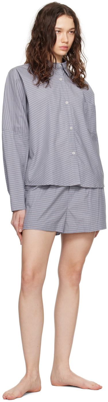 Deiji Studios Blue 'The Curved' & 'The Boxer' Shirt & Shorts Set
