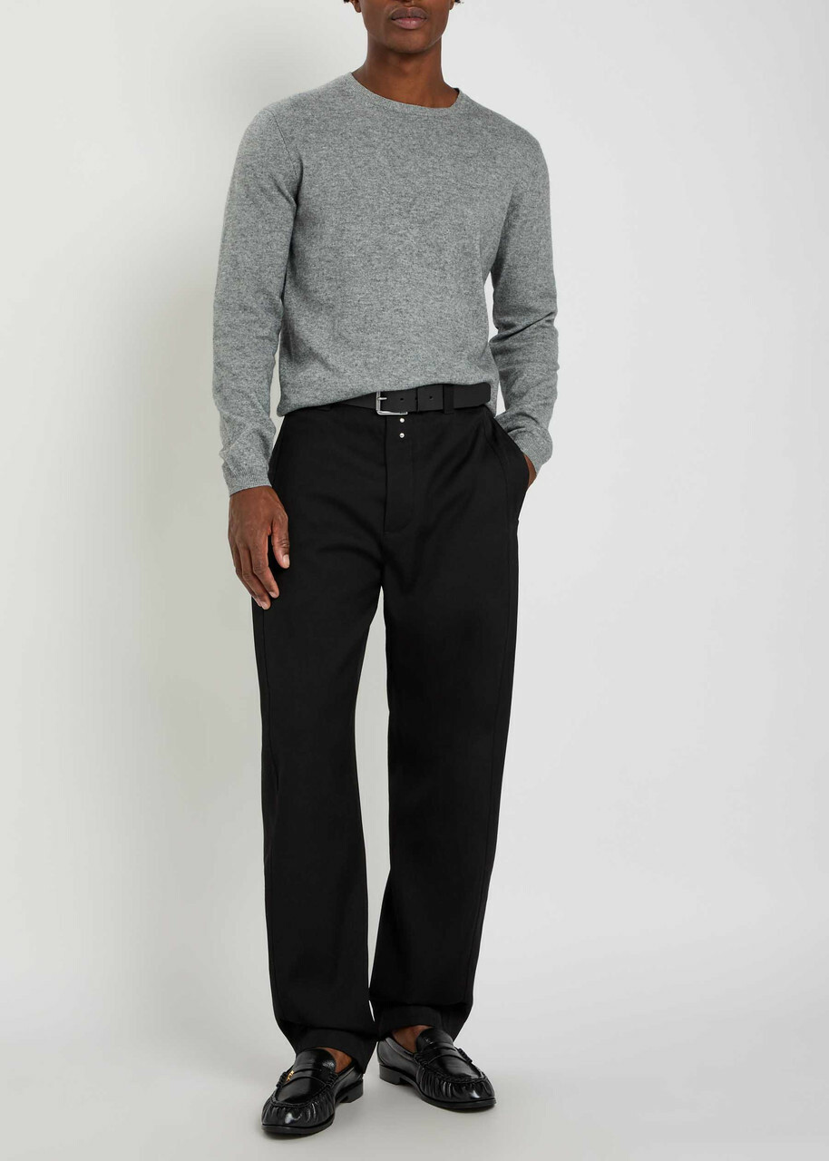 Allude Elbow Patch Cotton and Cashmere-blend Jumper Grey