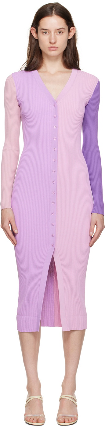 Staud Pink & Purple Shoko Midi Dress Staud
