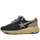 Golden Goose Men's Running Sole Sneakers in Black/Military Green/Red