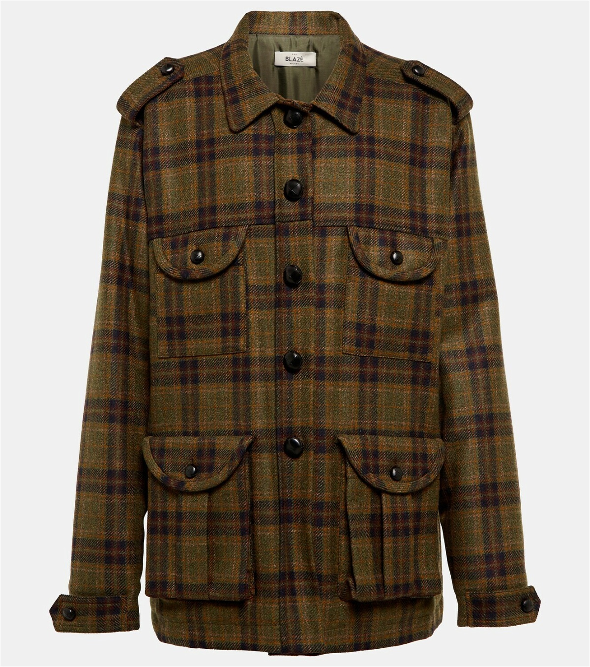 Blazé Milano Checked wool-blend shirt jacket