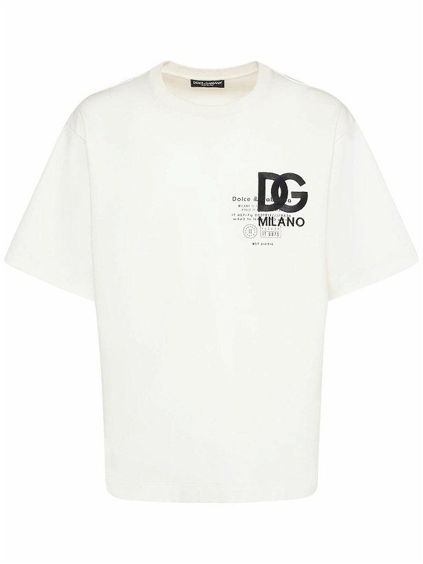 Photo: DOLCE & GABBANA - Embroidered Logo Cotton Jersey T-shirt