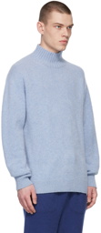 The Elder Statesman Blue Cashmere Heavy Turtleneck