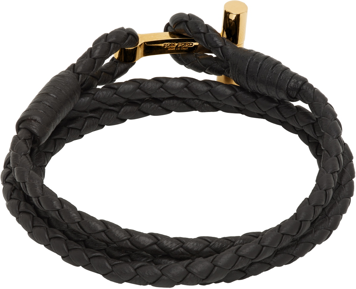 TOM FORD Braided Leather T Bracelet